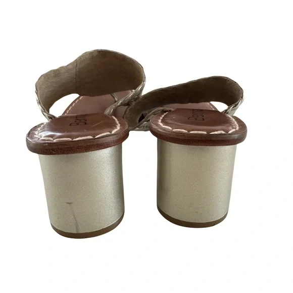 Bernardo Jinx Gold Woven Leather Thong Heels Women’s Size 10M Brazil Sandals - Picture 4 of 9